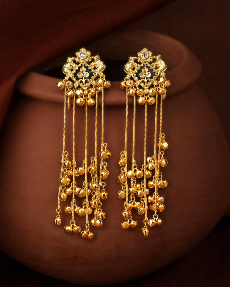 Golden Cascade Tassel Earrings