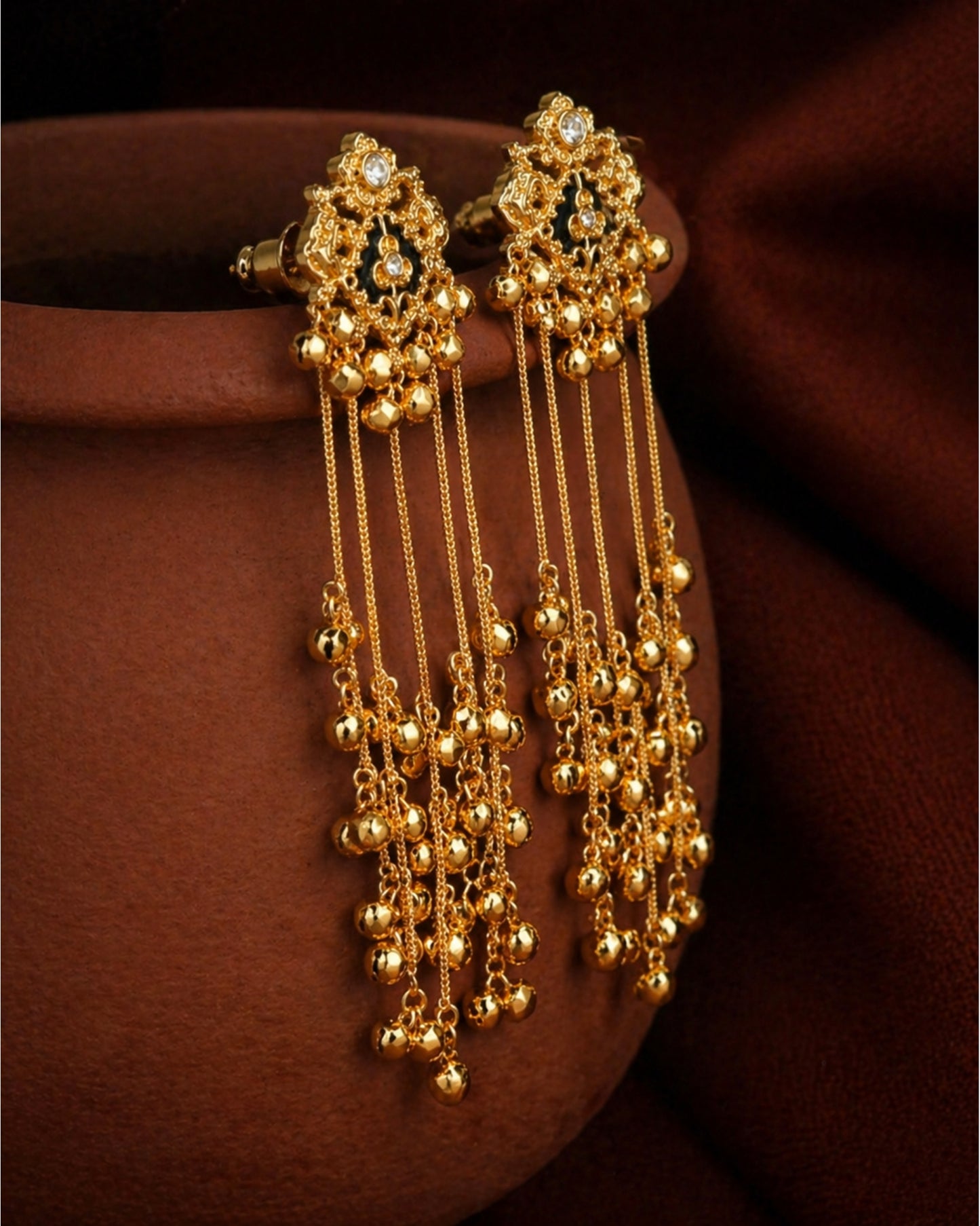Golden Cascade Tassel Earrings