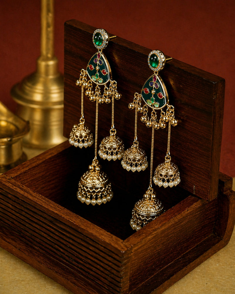 Multicolor Jhumka Tassel Earrings