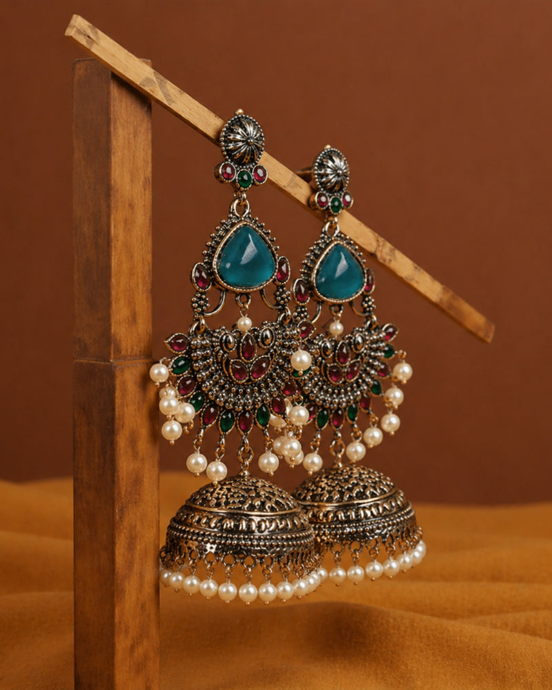 Multicolor Pearl Jhumka Earrings