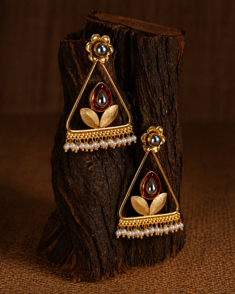 Geometric Pearl Dangler Earrings