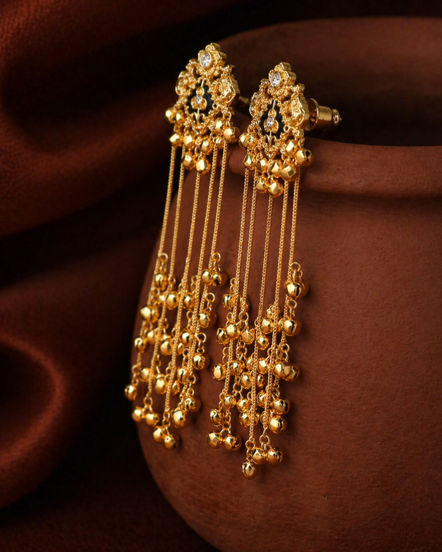 Golden Cascade Tassel Earrings