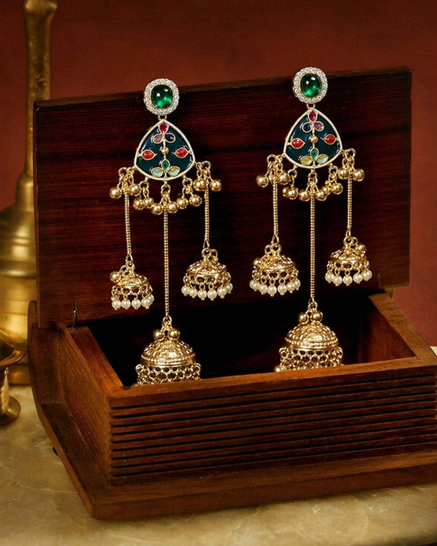 Multicolor Jhumka Tassel Earrings