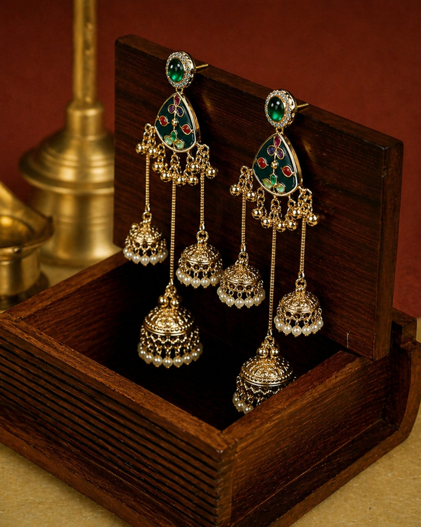 Multicolor Jhumka Tassel Earrings
