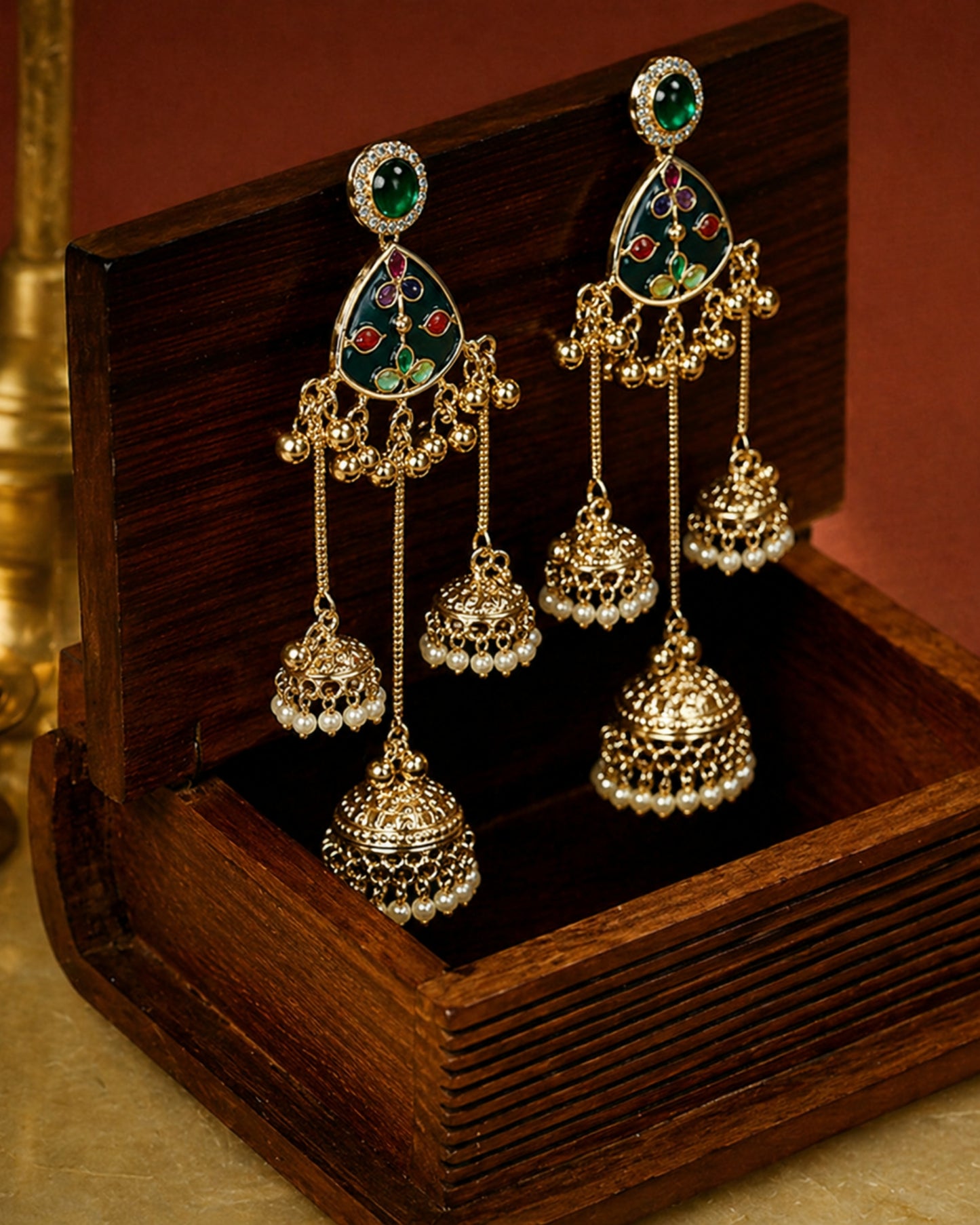 Multicolor Jhumka Tassel Earrings