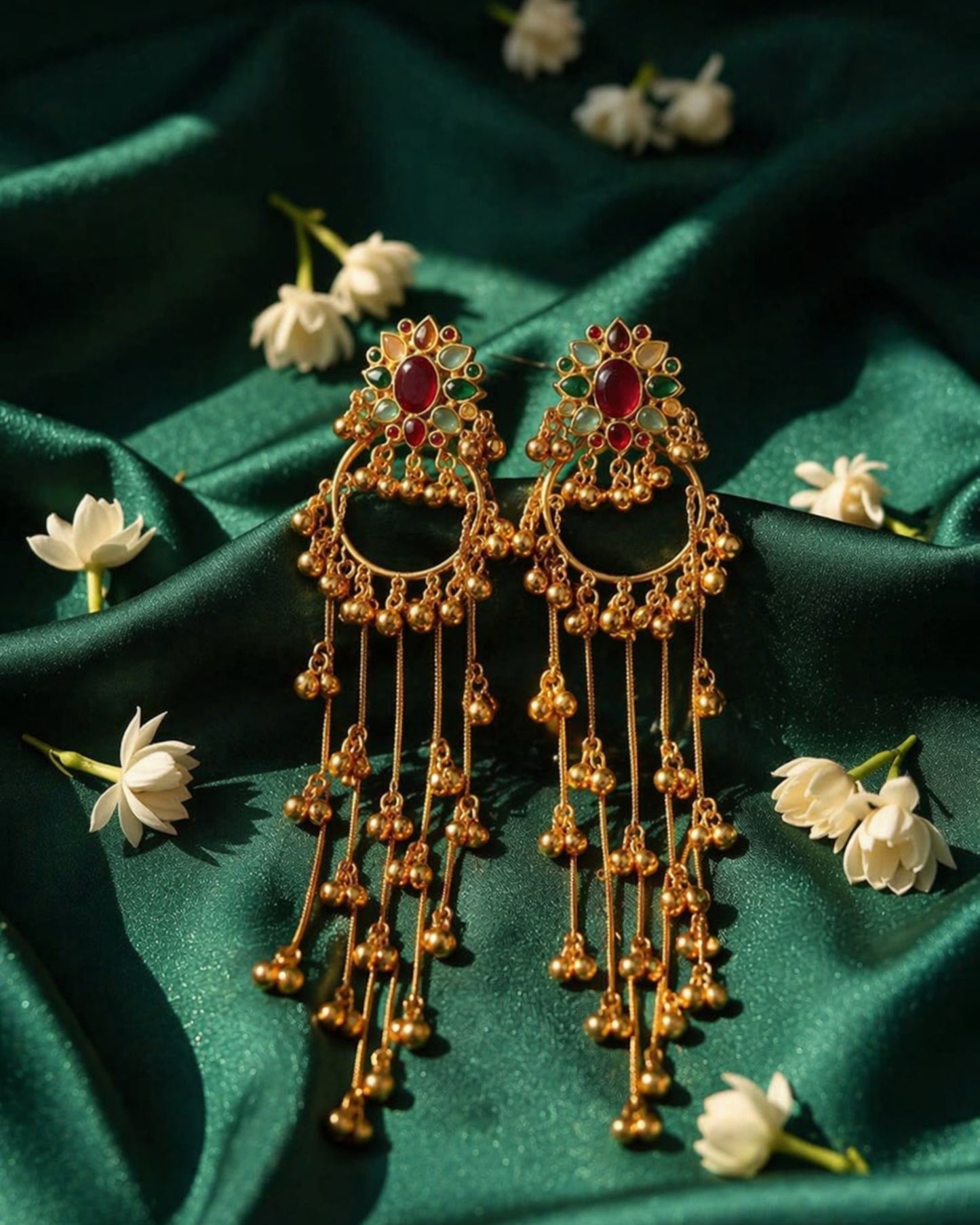Floral Tassel Statement Earrings