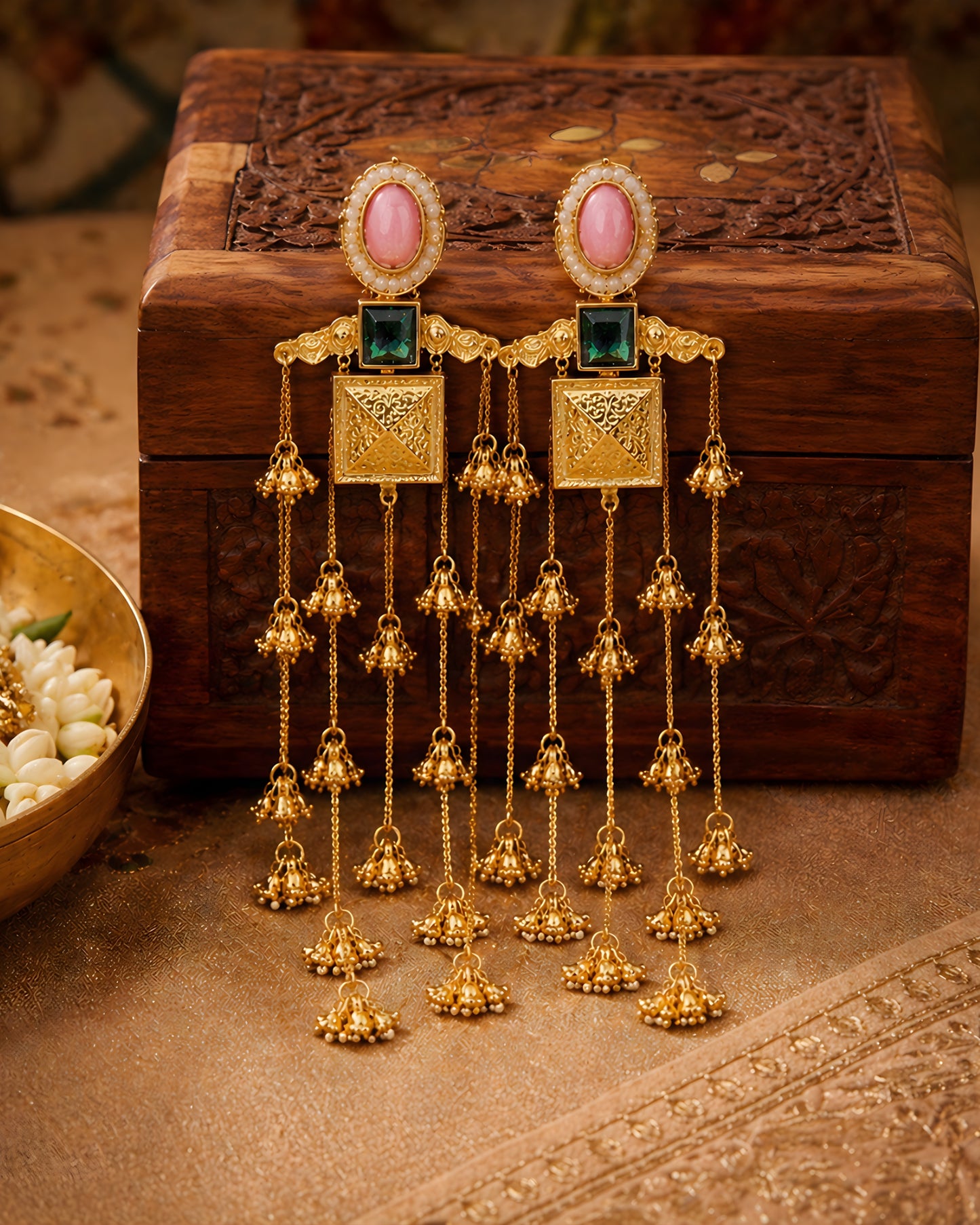 Regal Cascade Chandbali Earrings