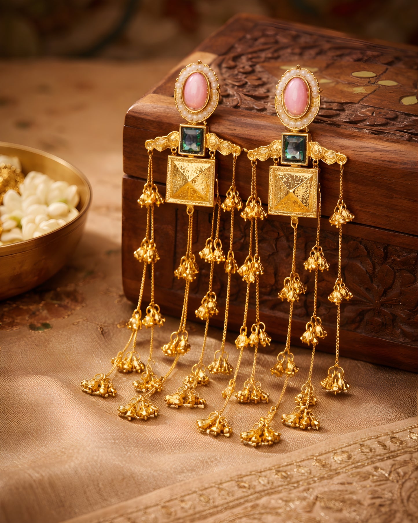 Regal Cascade Chandbali Earrings
