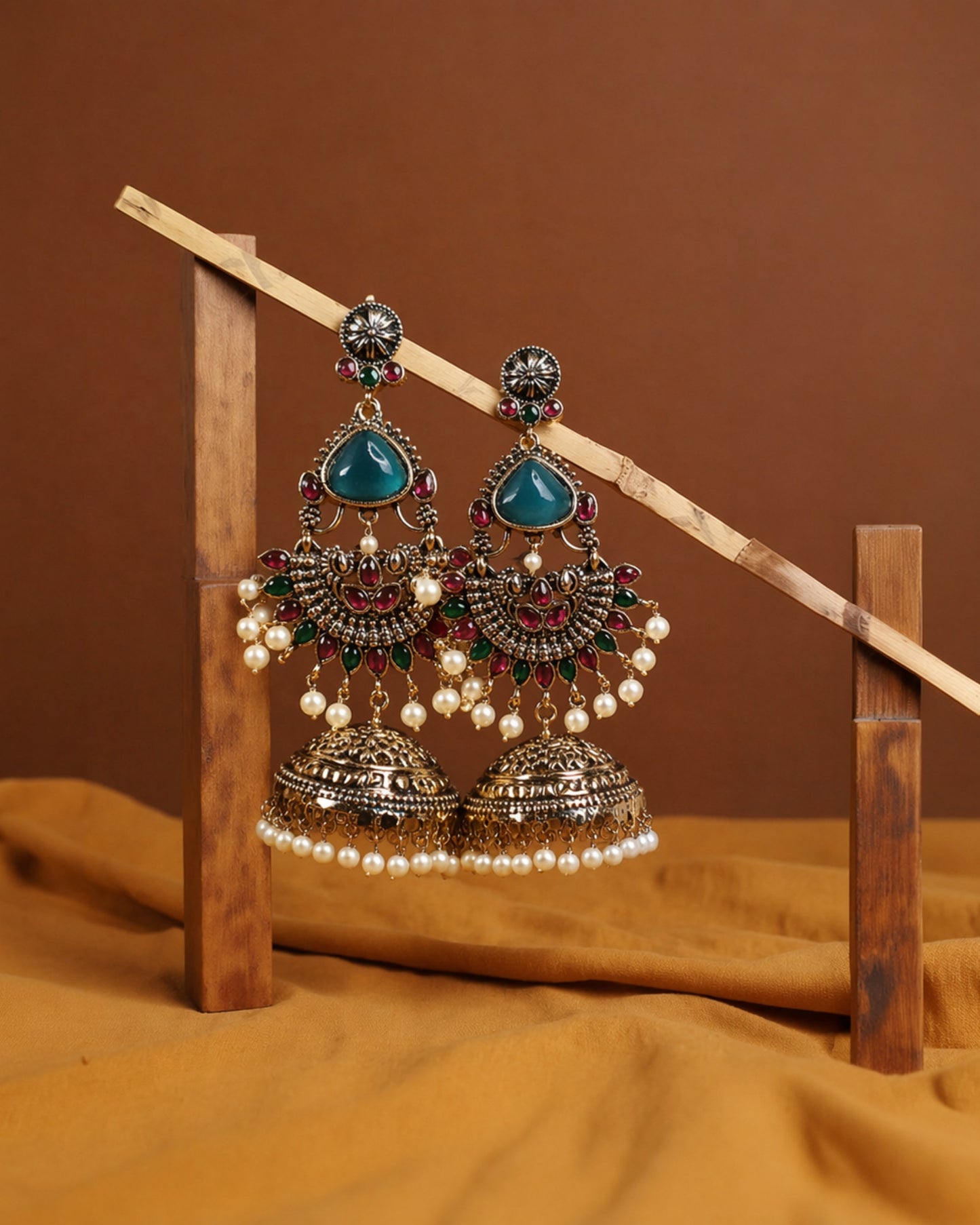 Multicolor Pearl Jhumka Earrings