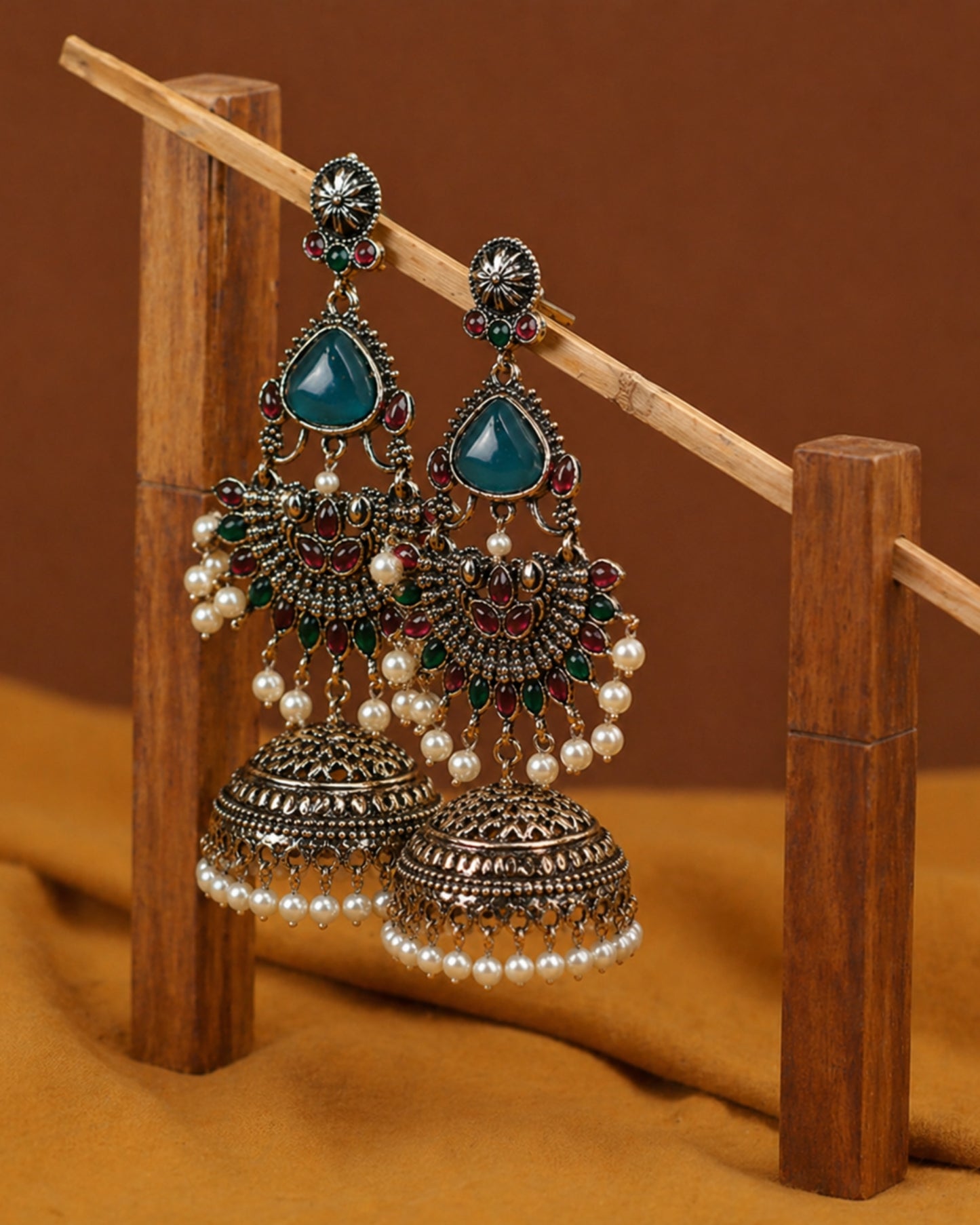 Multicolor Pearl Jhumka Earrings