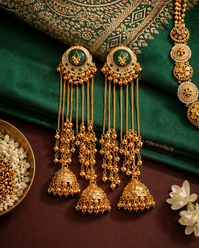 Emerald Royal Jhumka Earrings