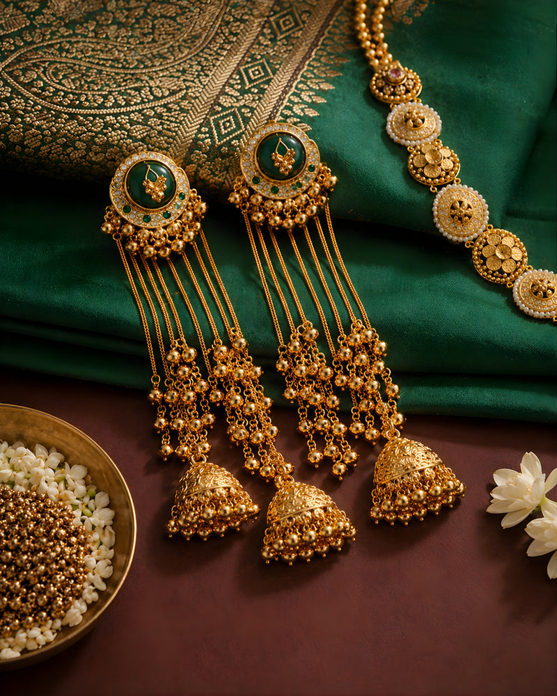 Emerald Royal Jhumka Earrings