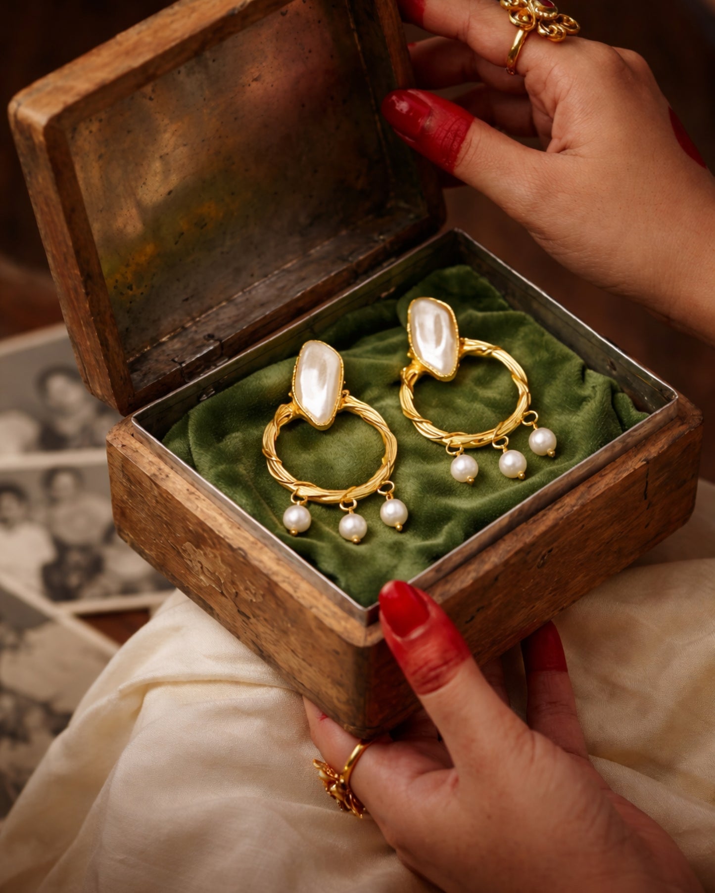 Pearl Drop Hoop Earrings