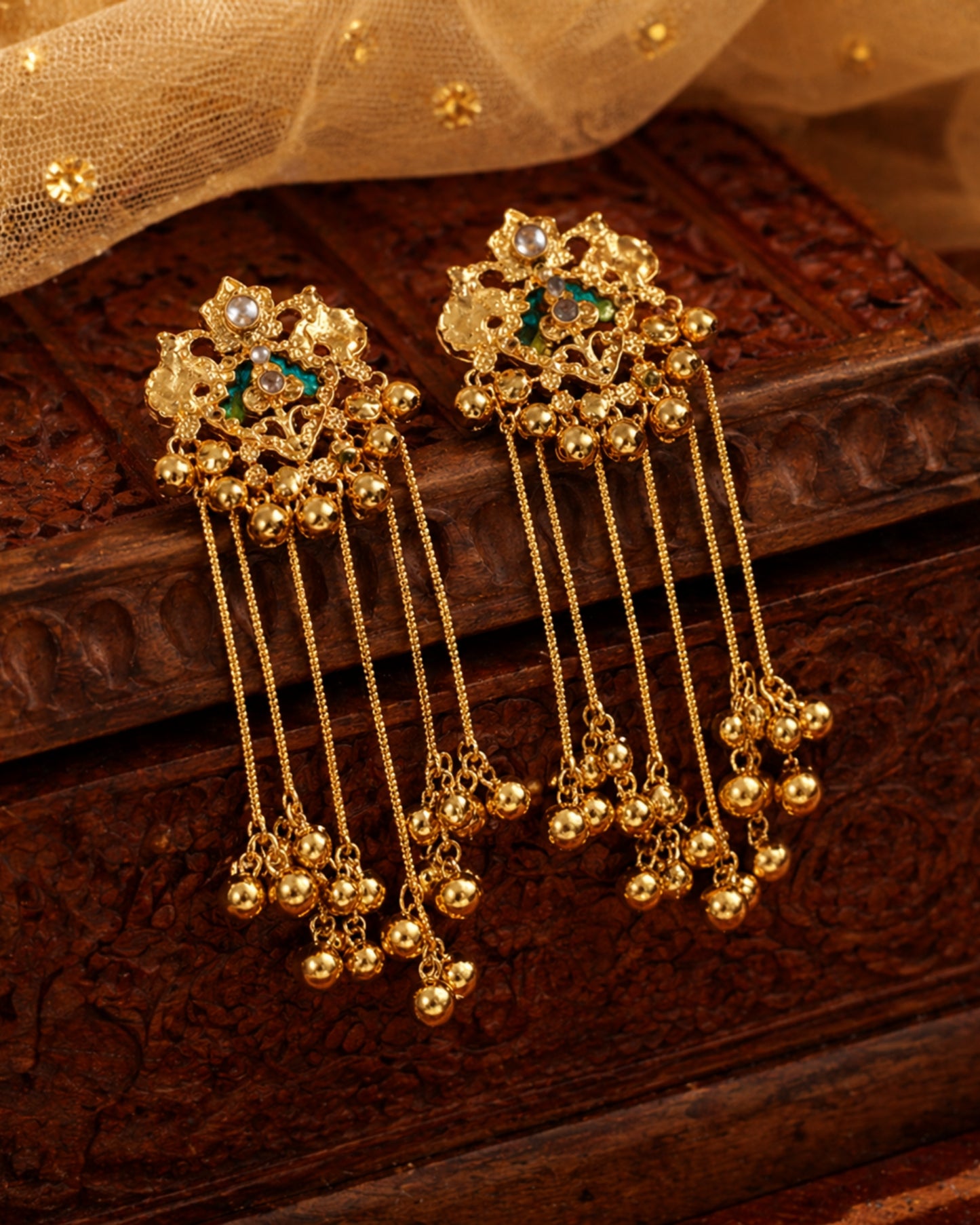 Golden Tassel Drop Earrings