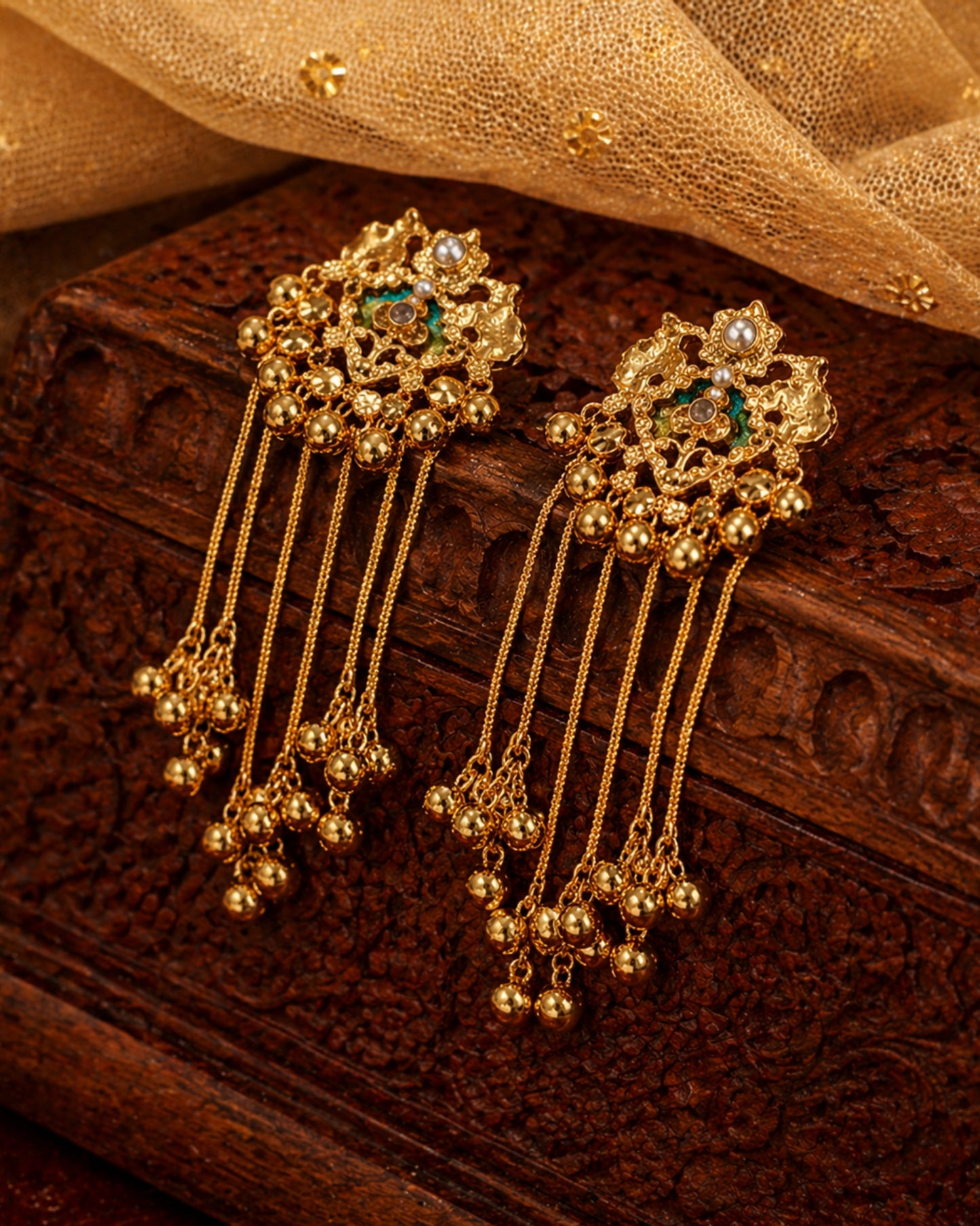 Golden Tassel Drop Earrings